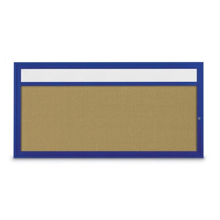 United Visual Products Slim Enclosed Corkboard, 36"x36", White Alum Frame/Cobalt UVEB3636-WHITE-COBACC
